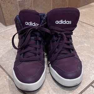 Adidas Women’s Hightop Burgundy Sneakers SZ 9 **WORN ONCE**